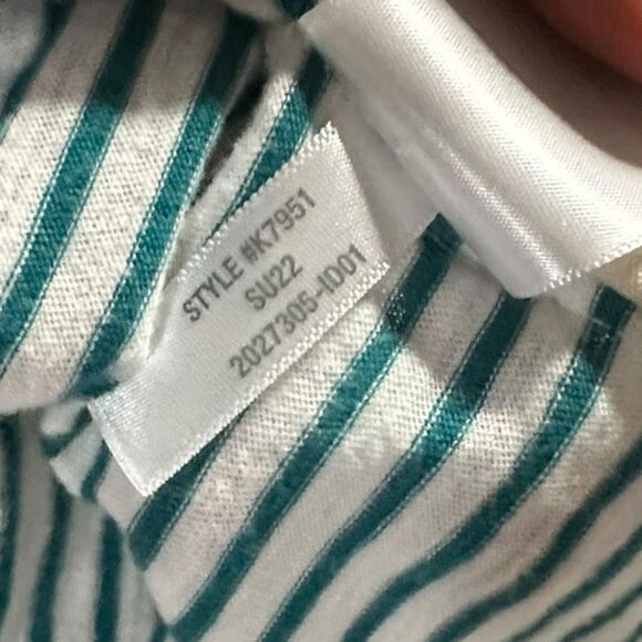 MADEWELL Women’s Green White Striped Whisper Cotton Pocket Tank Top Size Small - Picture 6 of 7